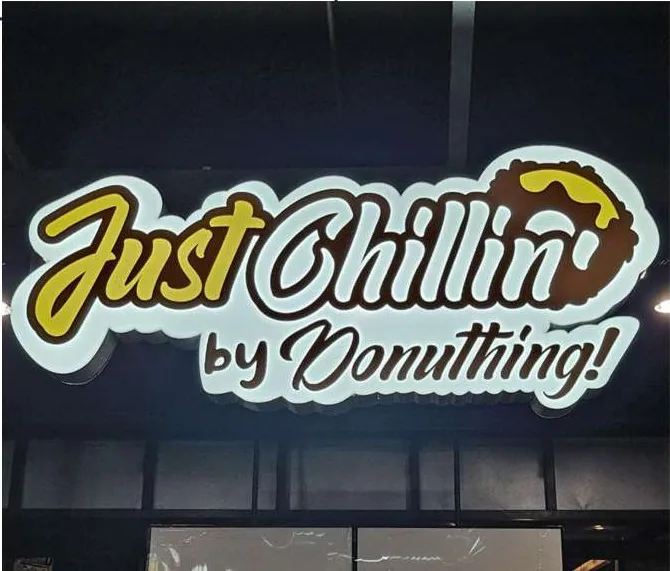 Just Chillin' by Donuthing lit script sign